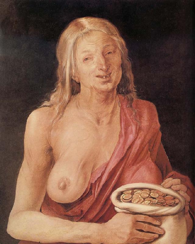 Albrecht Durer Old woman with Bag of coins